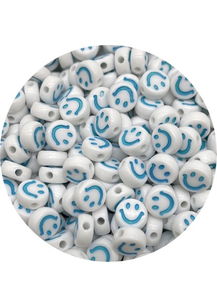 No.24 Tarzı Lot 7mm Gülen Boncuk Yuvarlak Akrilik Spacer Boncuk Takı Yapımı Için Dıy El Yapımı Charm Bilezik Kolye (Yurt Dışından)