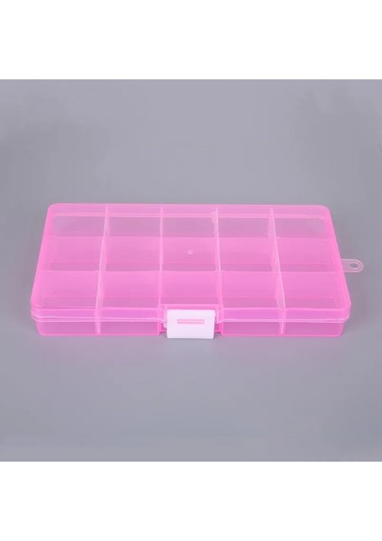 Pembe Beyaz Tarzı 15 Izgaralar Şeffaf Dikiş Aksesuarları Saklama Kutusu Boncuklardüğme Çıkarılabilir Bölücüler ile Yapay Elmas Depolama Organizatör Kutusu (Yurt Dışından)