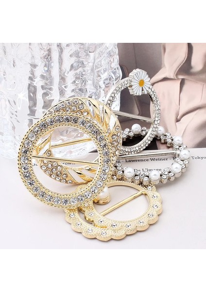 S5 Stili Moda Köşe Etek Bel Düğümlü Inci Düğme High-End Gömlek T-Shirt Ipek Eşarp Dekoratif Sabit Toka Aksesuarları (Yurt Dışından) fırsatları