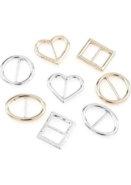 No.4 Tarzı 10 Adet Metal Altın Şerit Renk Kalp Yuvarlak Kavisli Üçlü Kaydırıcı Tokaları Ayarlayın Daha Geniş Stil Sırt Çantası Kayışı Dokuma Açık Çanta P (Yurt Dışından) fiyatları