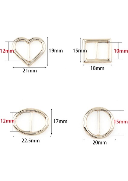 No.4 Tarzı 10 Adet Metal Altın Şerit Renk Kalp Yuvarlak Kavisli Üçlü Kaydırıcı Tokaları Ayarlayın Daha Geniş Stil Sırt Çantası Kayışı Dokuma Açık Çanta P (Yurt Dışından) modelleri