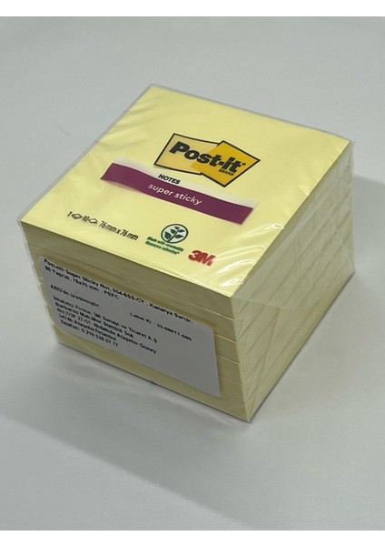 3m Post-It Super Sticky Not Kanarya Sarısı 90 Yaprak 76*76MM  6 Paket