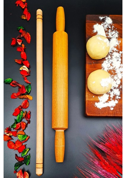 Ağaç Gürgen Merdane Oklava Seti Doğal Ahşap Gözleme Baklava 2 Li Hamur Seti Annelere Özel fırsatları