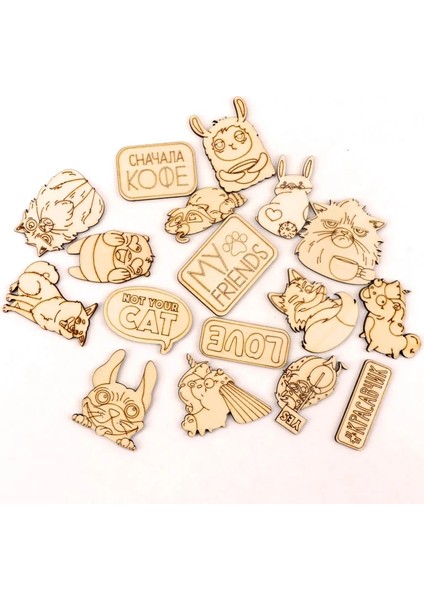 No.16 Tarzı 40 Adet mm Ahşap Hayvan Bitki Kek Şekli El Yapımı Ev Dekorasyon Zanaat Asılı Süsleme Aksesuar Boyama Scrapbooking Dıy MZ281 (Yurt Dışından)