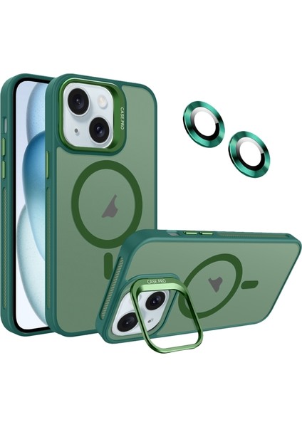 iPhone 15 Plus Kılıf Kamera Koruma Standı Magsafe Alp Kapak