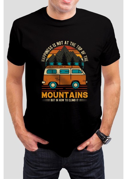 Mountains Baskılı Siyah Unisex Tişört