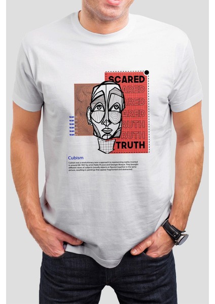 Sanat Baskılı Beyaz Unisex Tişört