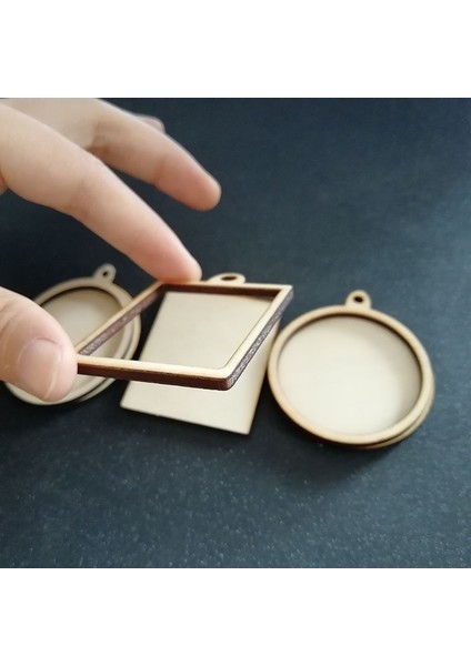 (6 Stilleri) Boş Bitmemiş Ahşap Çerçeve Charm Kolye Oval Dikdörtgen Yuvarlak Daire Scrapbooking Ahşap Takı Dıy El Sanatları (Yurt Dışından)