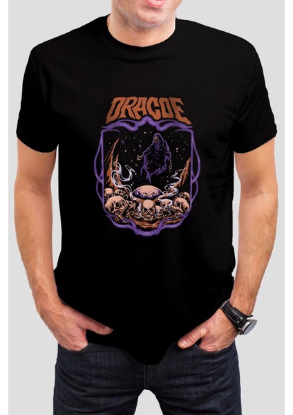 Dracoe Baskılı Siyah Unisex Tişört