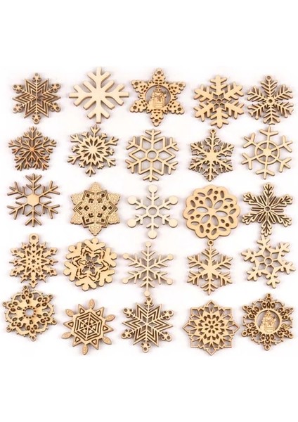 No.14 Tarzı x Noel Desen Kar Tanesi Kolye Ahşap Süsler El Yapımı Karalama Defteri Ev Dekorasyonu Için Dıy El Sanatları Aksesuarları (Yurt Dışından)