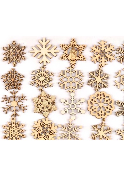 No.14 Tarzı x Noel Desen Kar Tanesi Kolye Ahşap Süsler El Yapımı Karalama Defteri Ev Dekorasyonu Için Dıy El Sanatları Aksesuarları (Yurt Dışından)