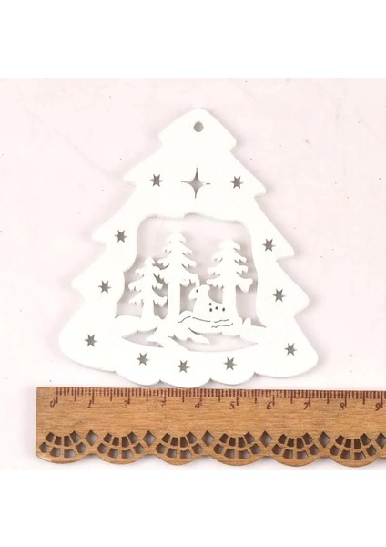No.41 Tarzı Beyaz Dıy Ahşap Ristmas Ağacı Asılı Süsler Kolye Çocuklar Hediyeler Kar Tanesi Ağacı Noel Süsleri Decoratio (Yurt Dışından)