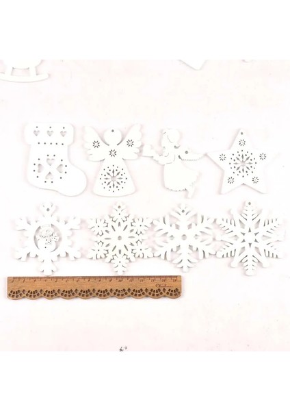 No.41 Tarzı Beyaz Dıy Ahşap Ristmas Ağacı Asılı Süsler Kolye Çocuklar Hediyeler Kar Tanesi Ağacı Noel Süsleri Decoratio (Yurt Dışından) fırsatları