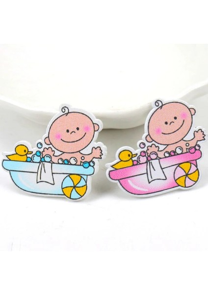 MT0376 Stili Karışım Bluepink Bebek Serisi Desen Scrapbooking Craft Dıy Ahşap El Yapımı Dikiş Için Ev Çocuk Doğum Günleri Parti Decoratiomm (Yurt Dışından)