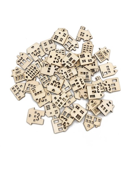 Yaklaşık 3cm Tarzı Yaklaşık 3cm Ahşap El Sanatları Şekilleri Ev Şekilli Ahşap Süsleme Kesme Kaplamaları, Dıy El Sanatları Projesi Ev Süsleri Için (Yurt Dışından)