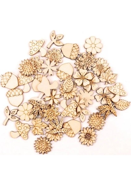 17. 20-30MM 50 Adet Stil Ahşap Hayvan Yaprakları Boyama Scrapbooking Bezemeler Zanaat El Yapımı Ev Dekorasyon Aksesuarları Dıy (Yurt Dışından)