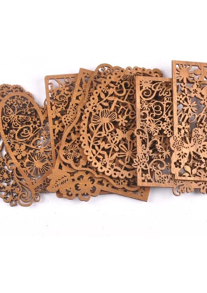 No.5 Tarzı Hollow Heartsquare Ahşap El Sanatları Scrapbooking Ahşap Dilimleri Dekor Için Süsler Dıy Sanatlar Ev Dekorasyon Bezeme (Yurt Dışından) fiyatları