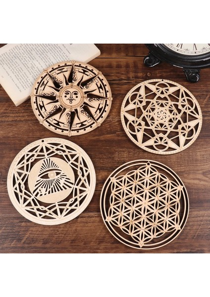 B2 14CM Stili 14CM Kutsal Geometri Duvar Sanatı Ahşap Işareti Kristal Izgara Meditasyon Çakra Yaşam Çiçeği Lazer Kesim Coaster Mat Ahşap Ev Dekor (Yurt Dışından) fiyatları