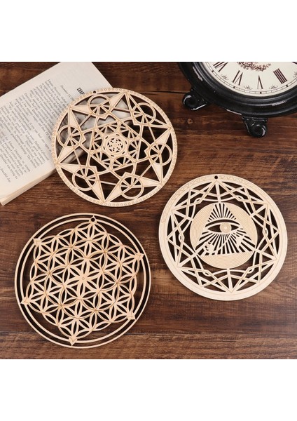 B2 14CM Stili 14CM Kutsal Geometri Duvar Sanatı Ahşap Işareti Kristal Izgara Meditasyon Çakra Yaşam Çiçeği Lazer Kesim Coaster Mat Ahşap Ev Dekor (Yurt Dışından) modelleri