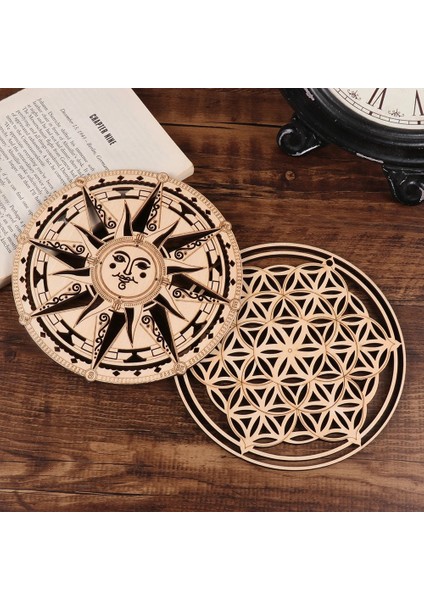 B2 14CM Stili 14CM Kutsal Geometri Duvar Sanatı Ahşap Işareti Kristal Izgara Meditasyon Çakra Yaşam Çiçeği Lazer Kesim Coaster Mat Ahşap Ev Dekor (Yurt Dışından) fırsatları