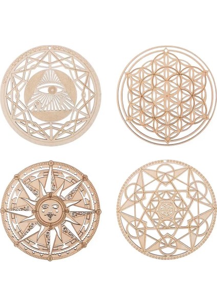 B2 14CM Stili 14CM Kutsal Geometri Duvar Sanatı Ahşap Işareti Kristal Izgara Meditasyon Çakra Yaşam Çiçeği Lazer Kesim Coaster Mat Ahşap Ev Dekor (Yurt Dışından) indirimleri