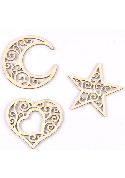 No.3 Tarzı Bitmemiş Moonstarheart Şekli Asılı Kolye Ahşap Dilimleri El Sanatları Dıy Karalama Defteri Ev Dekorasyonu Için Ahşap Süsleme (Yurt Dışından)