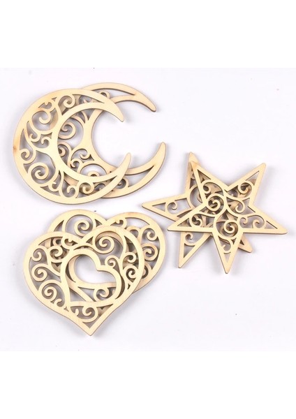 No.3 Tarzı Bitmemiş Moonstarheart Şekli Asılı Kolye Ahşap Dilimleri El Sanatları Dıy Karalama Defteri Ev Dekorasyonu Için Ahşap Süsleme (Yurt Dışından)