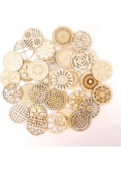 No.27 Tarzı Çin Tarzı Retro Çerçeve Ahşap Desen Yuvarlak Scrapbooking Craft El Yapımı Aksesuar Dikiş Ev Dekorasyonu Dıy mm (Yurt Dışından)