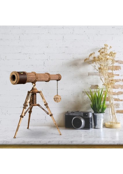 Monoküler Teleskop Ahşap El Yapımı Hediye 3D Stereo Ahşap Montaj Modeli Çocuk Yetişkinler Dıy El Sanatları Süsler Yapboz Puzz (Yurt Dışından)