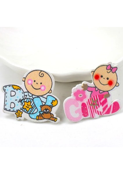 MT1584 Stili Karışım Bluepink Bebek Serisi Desen Scrapbooking Craft Dıy Ahşap El Yapımı Dikiş Için Ev Çocuk Doğum Günleri Parti Decoratiomm (Yurt Dışından)