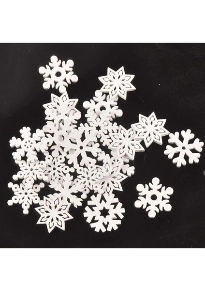 25MM 50 Adet Stil Karışık Ahşap Beyaz Noel Kar Tanesi Scrapbooking El Sanatları Dıy El Yapımı Aksesuarlar Ev Dekorasyonu Için Ağaç Süsleme (Yurt Dışından)