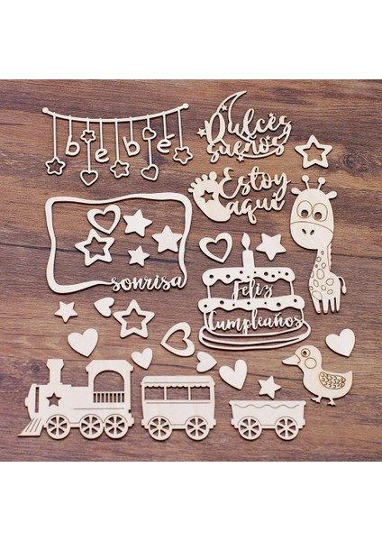 2mm Seyrek Çerçeve Qıtaı Bebek Ahşap El Sanatları Doğum Günüsweet Rüya Tren Zürafa Ördek Dıy Scrapbooking El Sanatları Için Kart WF333 (Yurt Dışından)