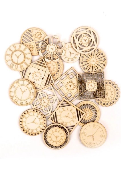 No.18 Tarzı 5 Adet Çin Tarzı Retro Saat Ahşap Desen Yuvarlak Kare Scrapbooking Craft El Yapımı Aksesuar Dikiş Ev Dekorasyonu 5- Z225 (Yurt Dışından)