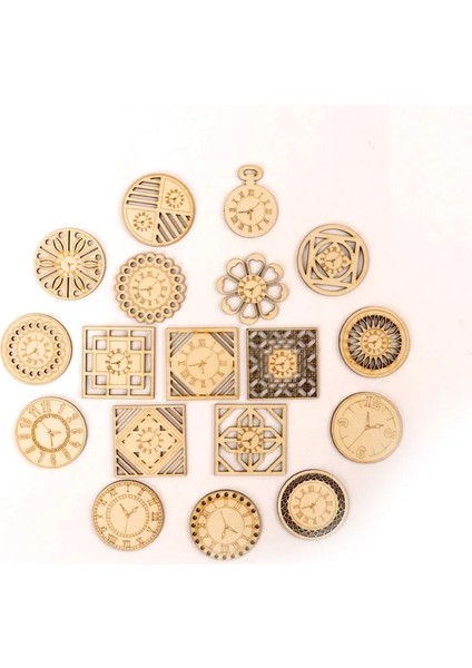 No.18 Tarzı 5 Adet Çin Tarzı Retro Saat Ahşap Desen Yuvarlak Kare Scrapbooking Craft El Yapımı Aksesuar Dikiş Ev Dekorasyonu 5- Z225 (Yurt Dışından)