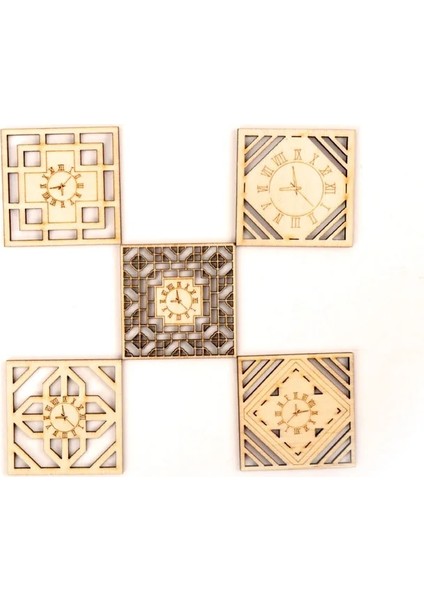 No.18 Tarzı 5 Adet Çin Tarzı Retro Saat Ahşap Desen Yuvarlak Kare Scrapbooking Craft El Yapımı Aksesuar Dikiş Ev Dekorasyonu 5- Z225 (Yurt Dışından)