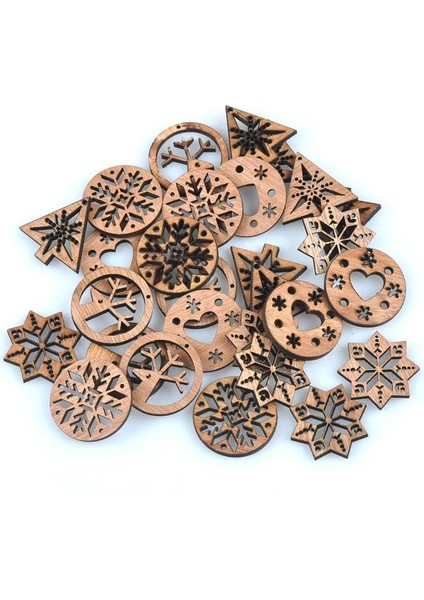 Stil Karışımı mm Ağaçlarkar Tanesikalp Desen Ahşap Scrapbooking Carft Noel El Yapımı Aksesuarlar Ev Dekorasyonu (Yurt Dışından)