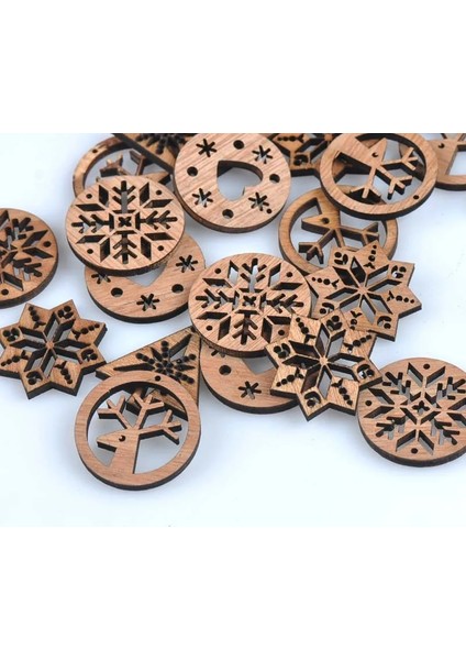 Stil Karışımı mm Ağaçlarkar Tanesikalp Desen Ahşap Scrapbooking Carft Noel El Yapımı Aksesuarlar Ev Dekorasyonu (Yurt Dışından)