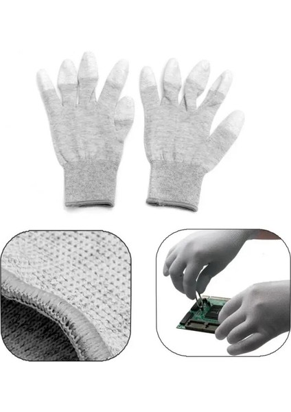 Altın Tarzı Bir Çift Naylon Pu Parmak Eldiven Karbon Fiber Anti-Statik Eldiven Daldırma Kaymaz Aşınmaya Dayanıklı Işçi Koruması Elektronik Çalışma (Yurt Dışından) fırsatları