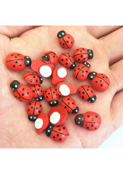 Boyut 8MMX11MM Stili Küçük Dıy Ahşap El Sanatları Mikro-Peyzaj Süsleri Boyalı Ahşap Karikatür Böcek Oyuncaklar Kırmızı Böcekler Yedi Uğur Böceği (Yurt Dışından)