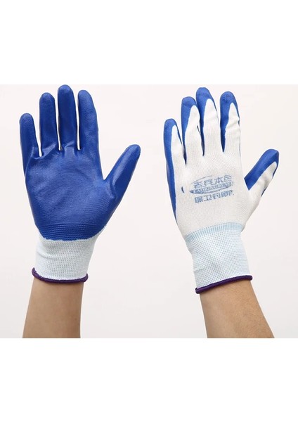 1 Çift Bahçe Eldiveni Güvenlik Eldiveni Naylon Nitril Kaplamalı Iş Eldiveni (Yurt Dışından)