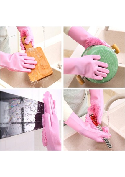 Pembe Tarzı Mutfak Temizlik Silikon Eldiven 1 Çift Bulaşık Yıkama Eldiveni Yumuşak Scrubber Kauçuk Bulaşık Yıkama Araçları Mutfak Ev Aksesuarları (Yurt Dışından) modelleri