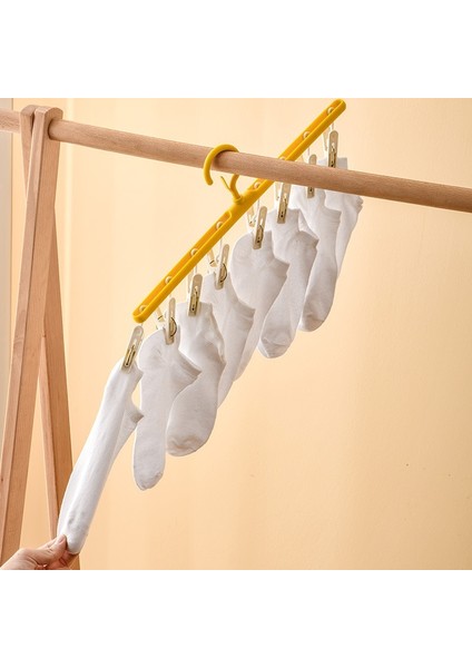 Pembe Tarzı 8 Mandal Plastik Elbise Kurutma Askısı Rüzgar Geçirmez Kıyafet Rafı 8 Klipler Çorap Çamaşır Kurutma Havalandırma Askısı Iç Çorap Tutucu (Yurt Dışından) fırsatları