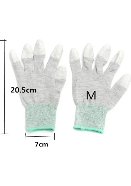 Mavi Stil Bir Çift Naylon Pu Parmak Eldiven Karbon Fiber Anti-Statik Eldiven Daldırma Kaymaz Aşınmaya Dayanıklı Işçi Koruması Elektronik Çalışma (Yurt Dışından)