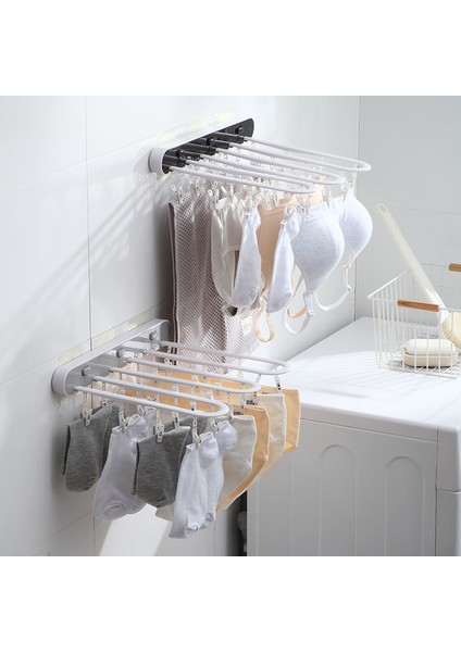 Siyah Stil No.24 Boyutu Yumruksuz Katlanır Askı Çok Fonksiyonlu Duvara Monte Klipler Tuvalet Kapalı Balkon Kurutma Çorap Ev Seyahat Için Artefakt (Yurt Dışından) fiyatları