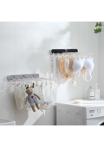 Siyah Stil No.24 Boyutu Yumruksuz Katlanır Askı Çok Fonksiyonlu Duvara Monte Klipler Tuvalet Kapalı Balkon Kurutma Çorap Ev Seyahat Için Artefakt (Yurt Dışından) indirimleri