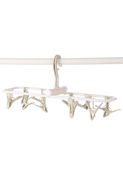 Bej Tarzı 12 Klip Katlanır Kurutma Rafı Çamaşır Iç Çamaşırı Çorap Klip Çok Fonksiyonlu Giysi Rafı Plastik Taşınabilir Kumaş Kurutma Rafı (Yurt Dışından)