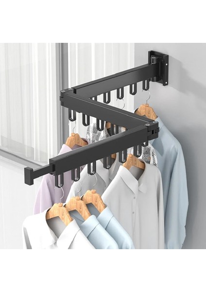 A-6hooks-Beyaz Tarzı Katlanır Elbise Askısı Alüminyum Geri Çekilebilir Kurutma Rafı Duvara Monte Çamaşır Depolama Yerden Tasarruf Ev Otel Elbise Askısı (Yurt Dışından) fırsatları