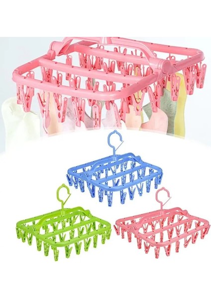 Bir Stil Klipler Katlanır Elbise Kurutma Askısı Çocuk Yetişkinler Elbise Kurutma Makinesi Rüzgar Geçirmez Çorap Iç Çamaşırı Plastik Kurutma Rafı Organizatör (Yurt Dışından)