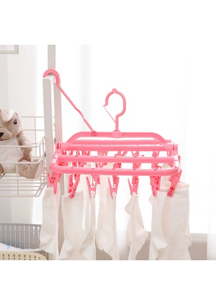 Kırmızı-Pembe Tarzı No.32 Boyutu Çok Fonksiyonlu Plastik Elbise Askısı Katlanır Klip Elbise Askısı Iç Çorap Depolama Rafı 32 Klipler Rüzgar Geçirmez Havalandırma Rafı (Yurt Dışından) fırsatları
