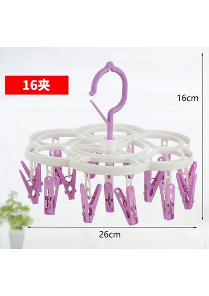 Mor Tarzı 16 Klipler Katlanır Elbise Kurutma Askısı Çocuk Yetişkinler Elbise Kurutma Makinesi Rüzgar Geçirmez Çorap Iç Çamaşırı Plastik Kurutma Rafı Organizatör (Yurt Dışından)